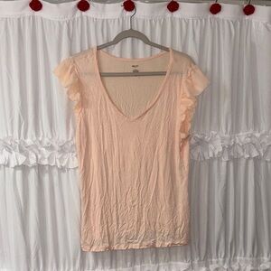 Jenifer Lopez Peach Ruffle Sleeve Women's Top